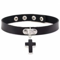 Kinky Cloth Cross Pendant Choker Goth