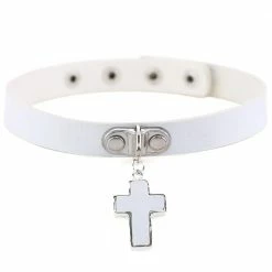 Kinky Cloth Cross Pendant Choker Goth 66 Kinky Cloth Cross Pendant Choker Goth