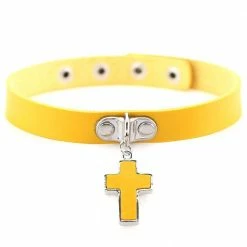 Kinky Cloth Cross Pendant Choker Goth 67 Kinky Cloth Cross Pendant Choker Goth