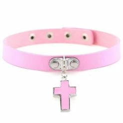 Kinky Cloth Cross Pendant Choker Goth 40 Kinky Cloth Cross Pendant Choker Goth