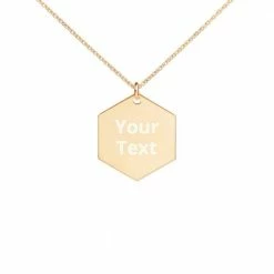 Kinky Cloth Jewelry Custom Personalized Engraved Hexagon Necklace