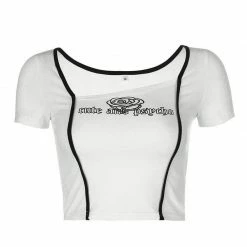 Kinky Cloth Cute And Psycho Irregular Neck Slim Crop Shirt Goth