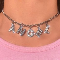 Kinky Cloth Daddy Crystal Letter Necklace