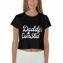 Kinky Cloth Daddy's Cumslut Crop Top Tee BDSM