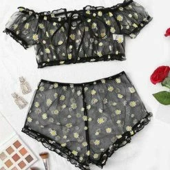 Kinky Cloth Lingerie & Panties Daisy Embroidery Lingerie Set