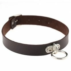 Kinky Cloth Dangle Ring Leather Choker