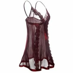 Kinky Cloth Dark Red Transparent Lingerie Nightwear Set