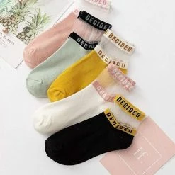 Kinky Cloth Decided Patterned Transparent Ankle Socks Socks & Tights