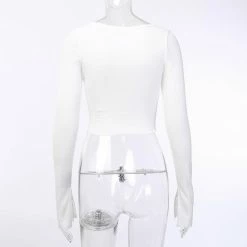 Kinky Cloth Top & Tees Deep V Neck Long Sleeve Crop Top