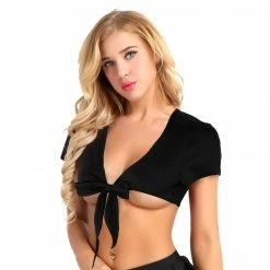Kinky Cloth Deep V Plunge Tie Up Bolero Top