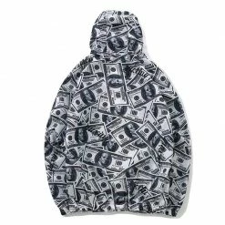 Kinky Cloth Dollar Print Hoodie Windbreaker Top & Tees