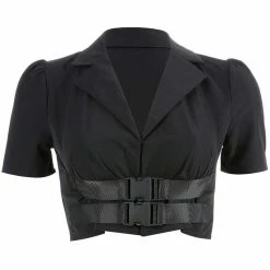 Kinky Cloth Double Buckle Crop Top