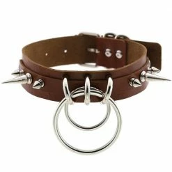 Kinky Cloth Double Ring Spiked Choker Goth