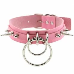Kinky Cloth Double Ring Spiked Choker Goth