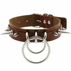 Kinky Cloth Double Ring Spiked Choker Goth