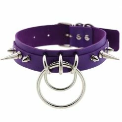 Kinky Cloth Double Ring Spiked Choker Goth