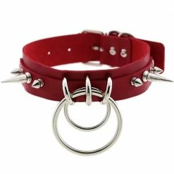 Kinky Cloth Double Ring Spiked Choker Goth