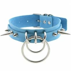 Kinky Cloth Double Ring Spiked Choker Goth