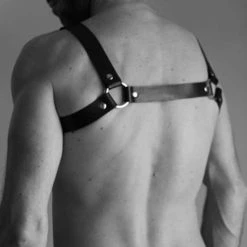 Kinky Cloth Double Stripe Leather Chest Harness BDSM
