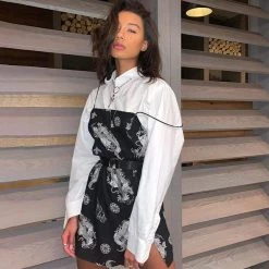 Kinky Cloth Raves & Festivals Dragon Print Side Slit Mini Dress