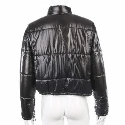 Kinky Cloth Drawstring Cropped Puffer Jacket