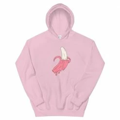 Kinky Cloth Dripping Pink Banana Unisex Hoodie Kawaii