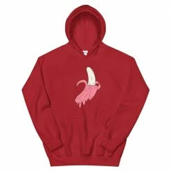 Kinky Cloth Dripping Pink Banana Unisex Hoodie Kawaii