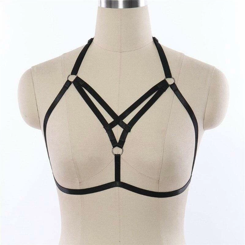 Kinky Cloth Elastic Adjust Strap Goth Harness 1 Kinky Cloth Elastic Adjust Strap Goth Harness