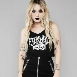 Kinky Cloth Eternal Skull Print Crop Tank Goth