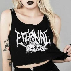 Kinky Cloth Eternal Skull Print Crop Tank Goth