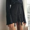 Kinky Cloth Eyelet Lace Up Mini Skirt Goth