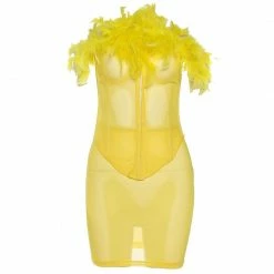 Kinky Cloth Feather Corset Two Piece Set Corsets