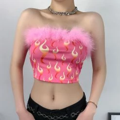 Kinky Cloth Fire Printed Strapless Tube Top