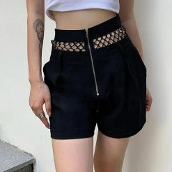 Kinky Cloth Fishnet High Waist Shorts Punk
