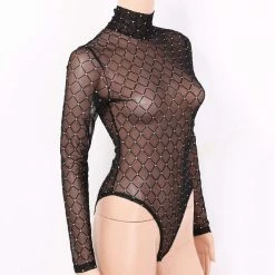 Kinky Cloth Fishnet Rhombic Bodysuit