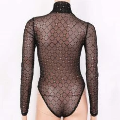 Kinky Cloth Fishnet Rhombic Bodysuit