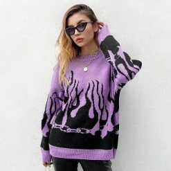 Kinky Cloth Flame Knitted Oversized Sweater