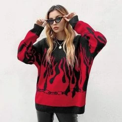 Kinky Cloth Flame Knitted Oversized Sweater