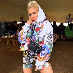 Kinky Cloth Flame Skull Print Gothic Oversized Hoodies