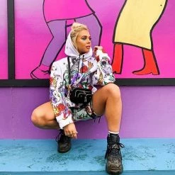 Kinky Cloth Flame Skull Print Gothic Oversized Hoodies