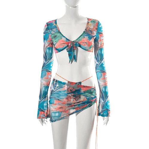 Kinky Cloth Floral Mesh Three Piece Set On Sale 1 Kinky Cloth Floral Mesh Three Piece Set On Sale