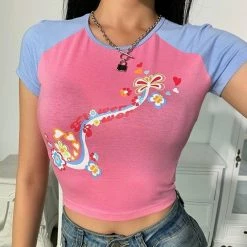 Kinky Cloth Kawaii Flower Power Print Crop Top