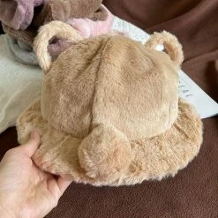 Kinky Cloth Fluffy Bear Ears Bucket Hat Kawaii