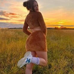 Kinky Cloth Fluffy Crop Top Set Top & Tees