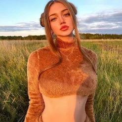 Kinky Cloth Fluffy Crop Top Set Top & Tees