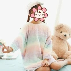 Kinky Cloth Fluffy Rainbow Ice Cream Fleece Dress
