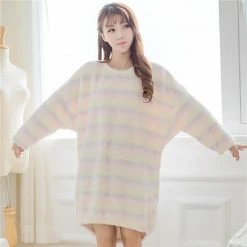 Kinky Cloth Fluffy Rainbow Ice Cream Fleece Dress