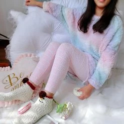 Kinky Cloth Fluffy Rainbow Ice Cream Fleece Dress