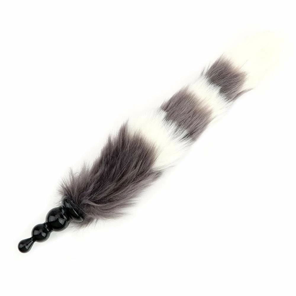 Kinky Cloth Striped Fox Beaded Long Tail Plug 1 Kinky Cloth Striped Fox Beaded Long Tail Plug