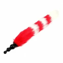 Kinky Cloth Striped Fox Beaded Long Tail Plug